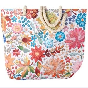 NWT Renshun Floral Print Tote Bag with Rope Handle